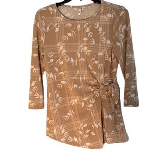 Elle Pullover Side Tie Top Beige White New Without Tags XS